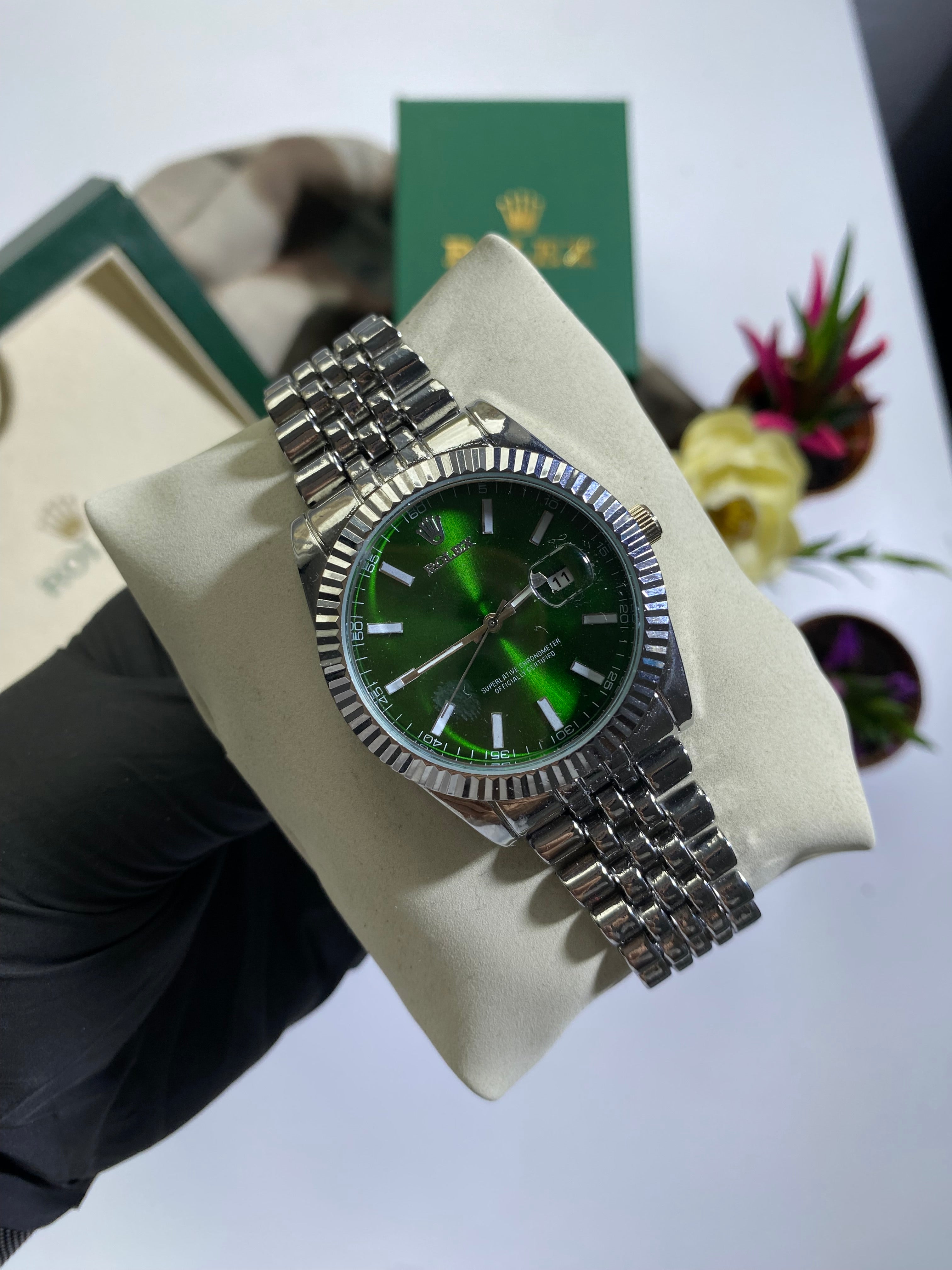 Silver Yeşil Kadran Beyaz Datejust Saat