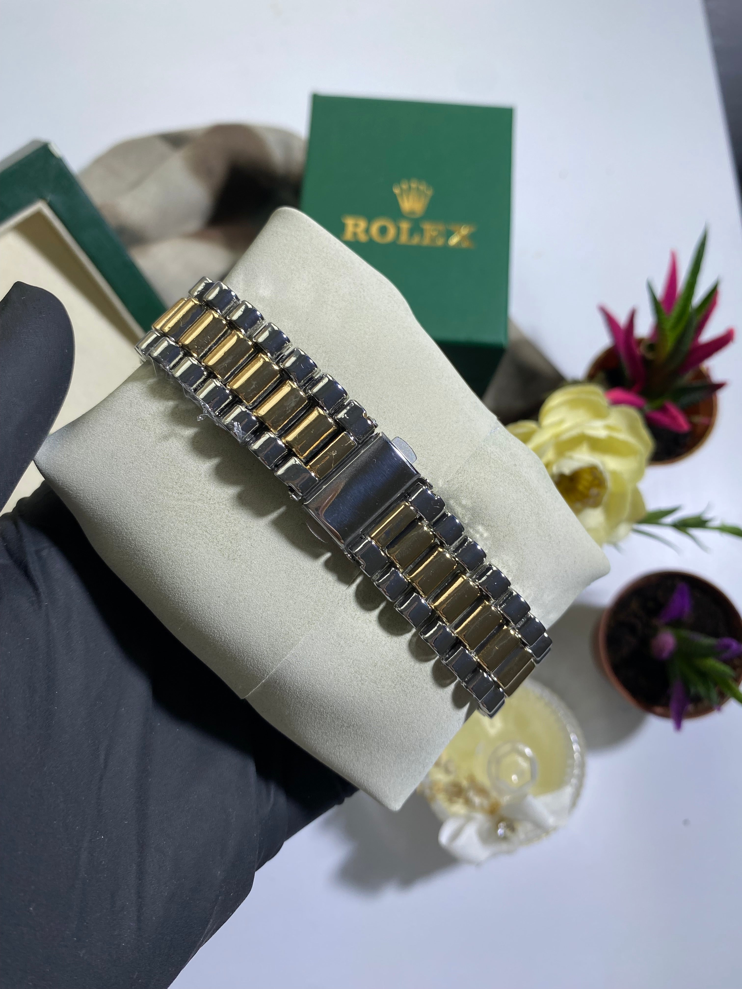 Silver - Gold Siyah Kadran Beyaz Datejust Saat