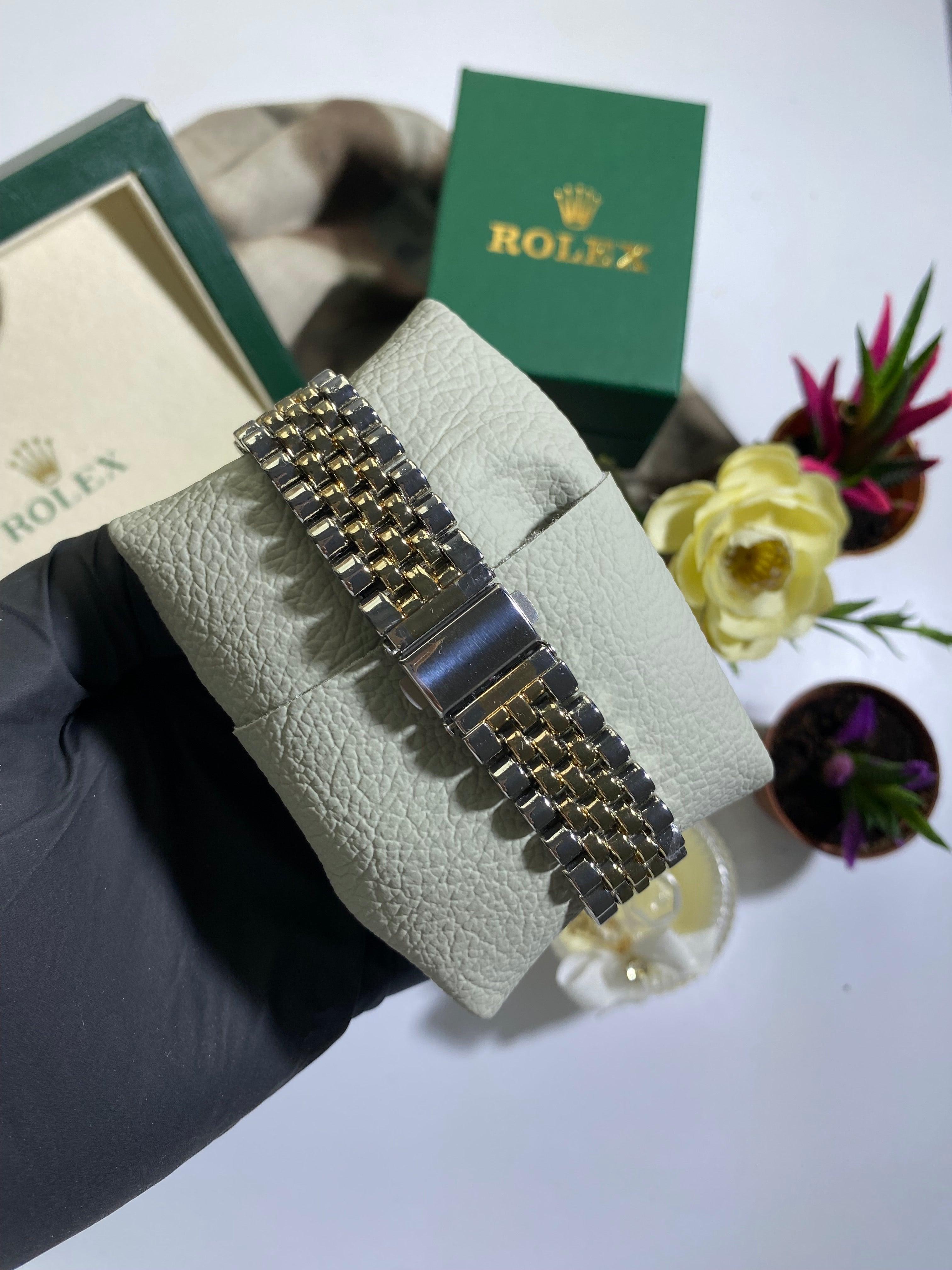 Gold - Silver Mavi Kadran Datejust Saat