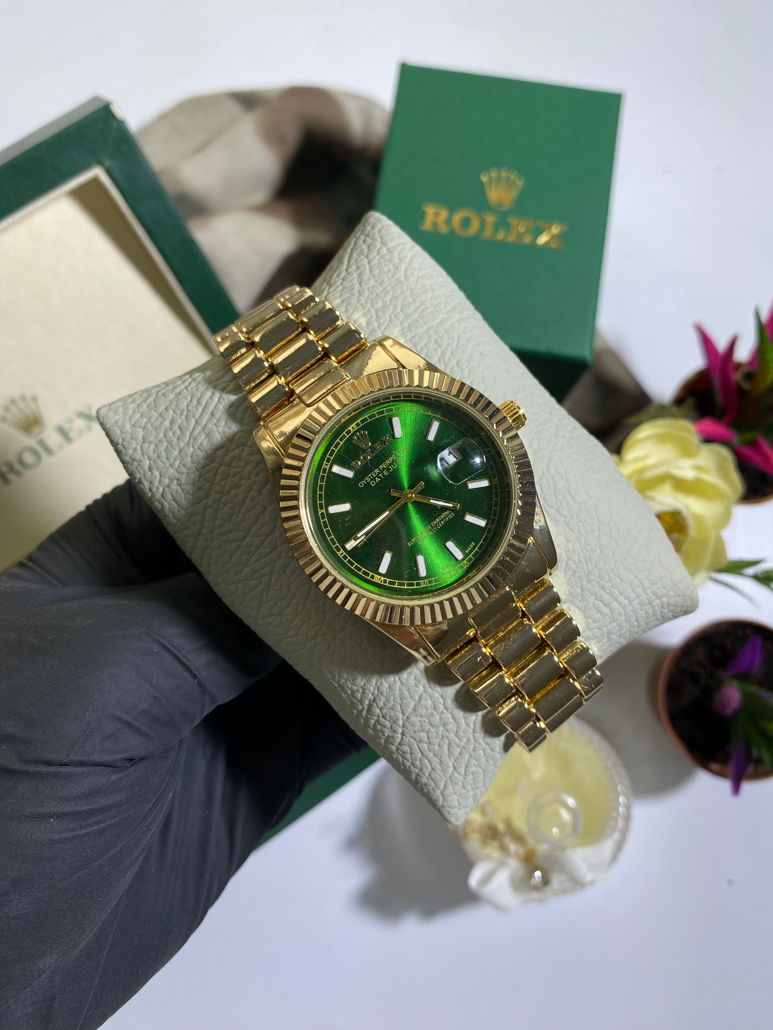 Gold - Yeşil Datejust Saat