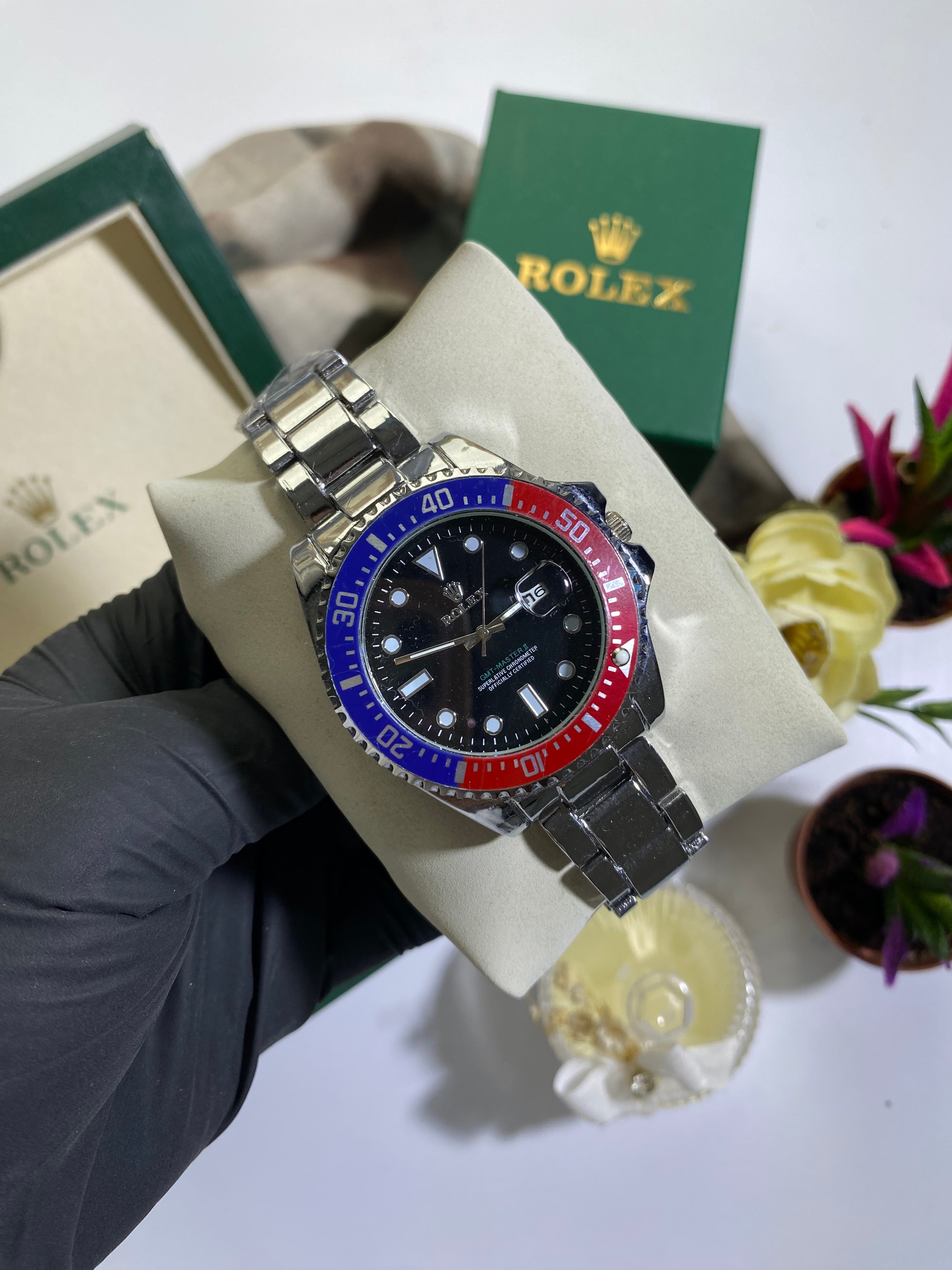 Silver - Siyah Kadran Mavi-Kırmızı Submariner