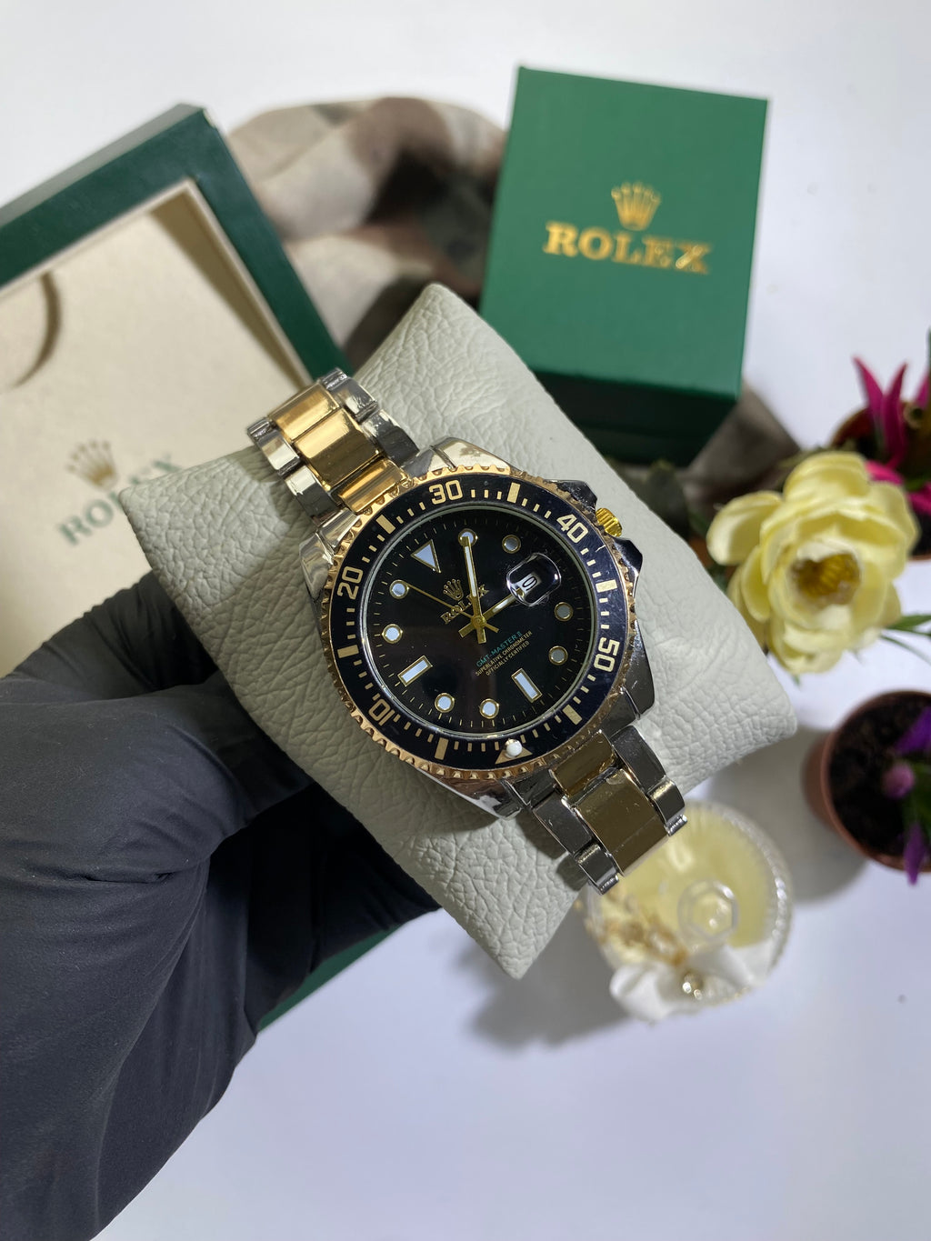 Gold - Silver Siyah Submariner