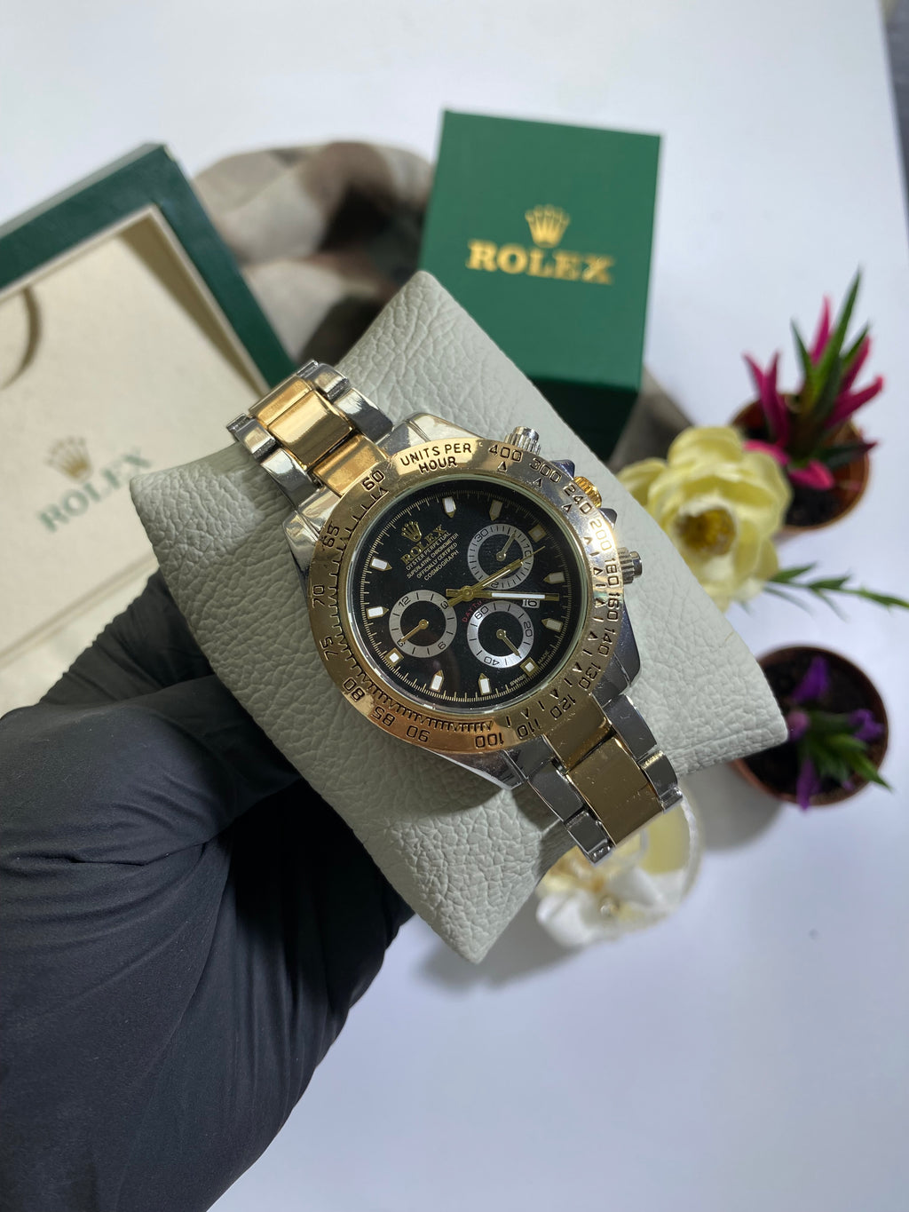 Silver - Gold Siyah Kadran Daytona Saat