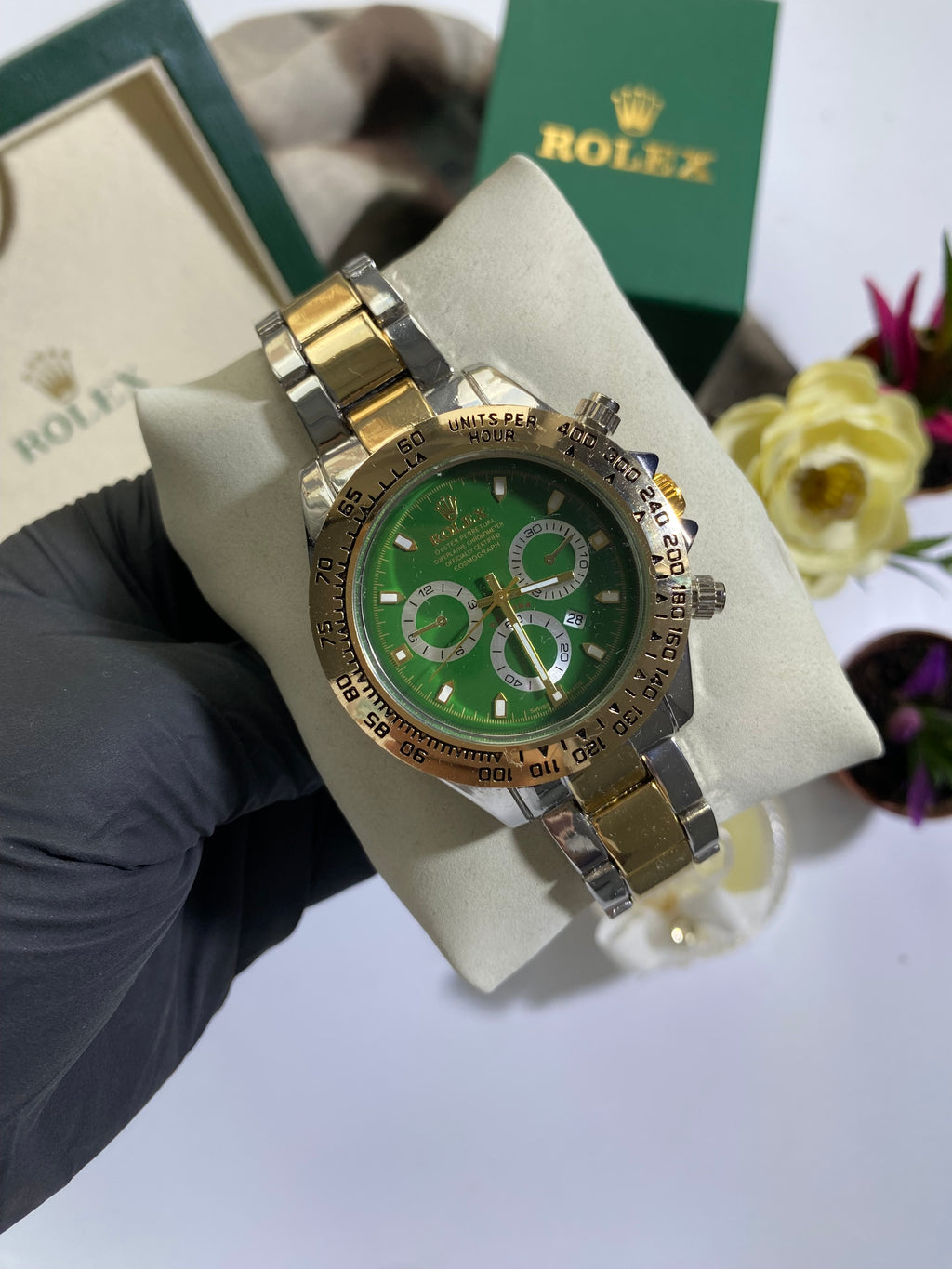Gold - Silver Yeşil Kadran Daytona Saat