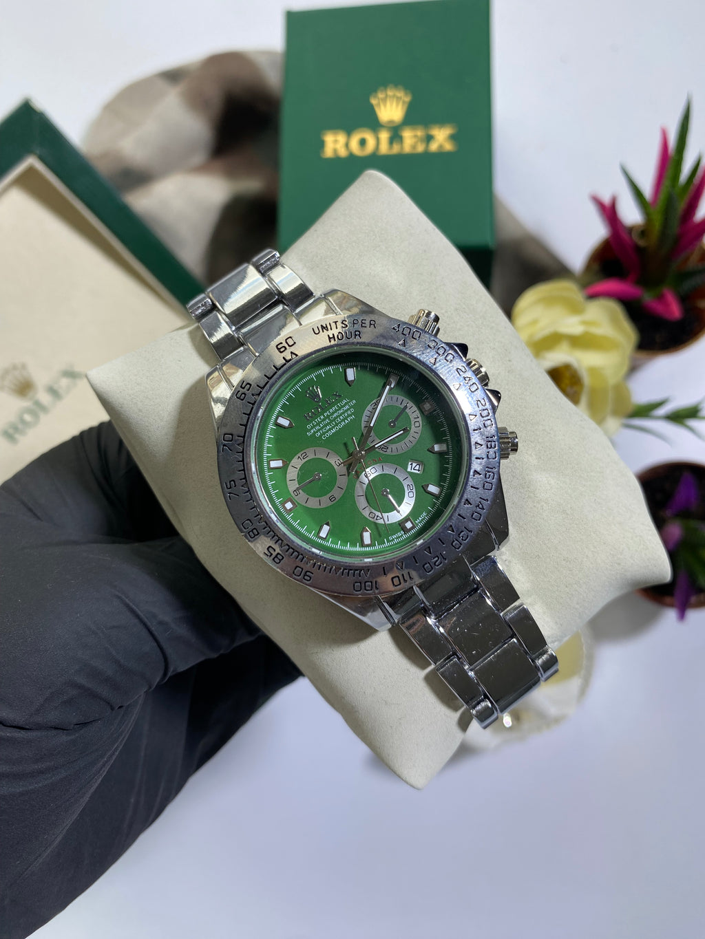 Silver - Yeşil Kadran Daytona Saat