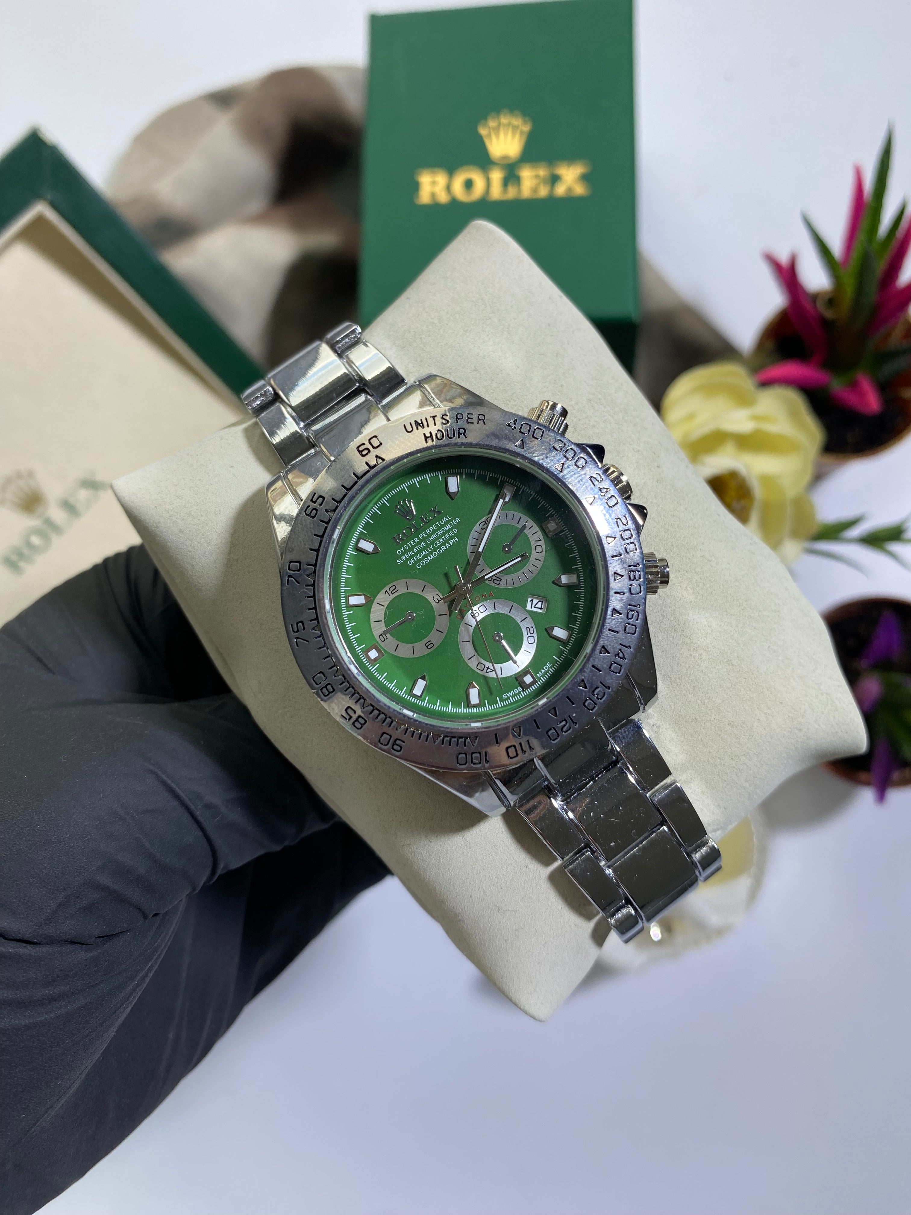 Silver - Yeşil Kadran Daytona Saat