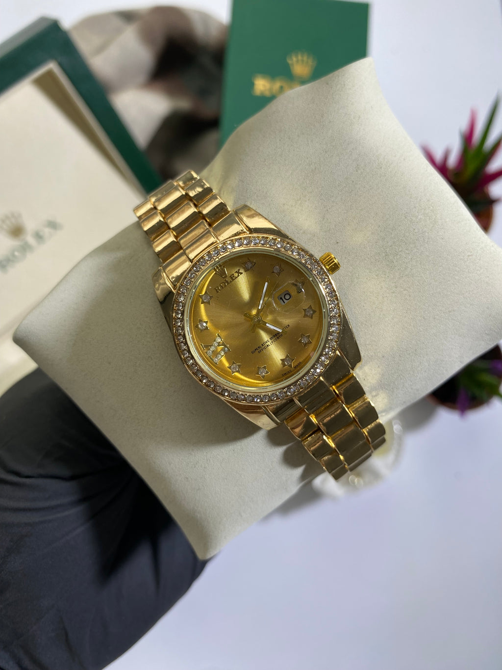 Gold Taşlı Kadran Kadın Sky Model