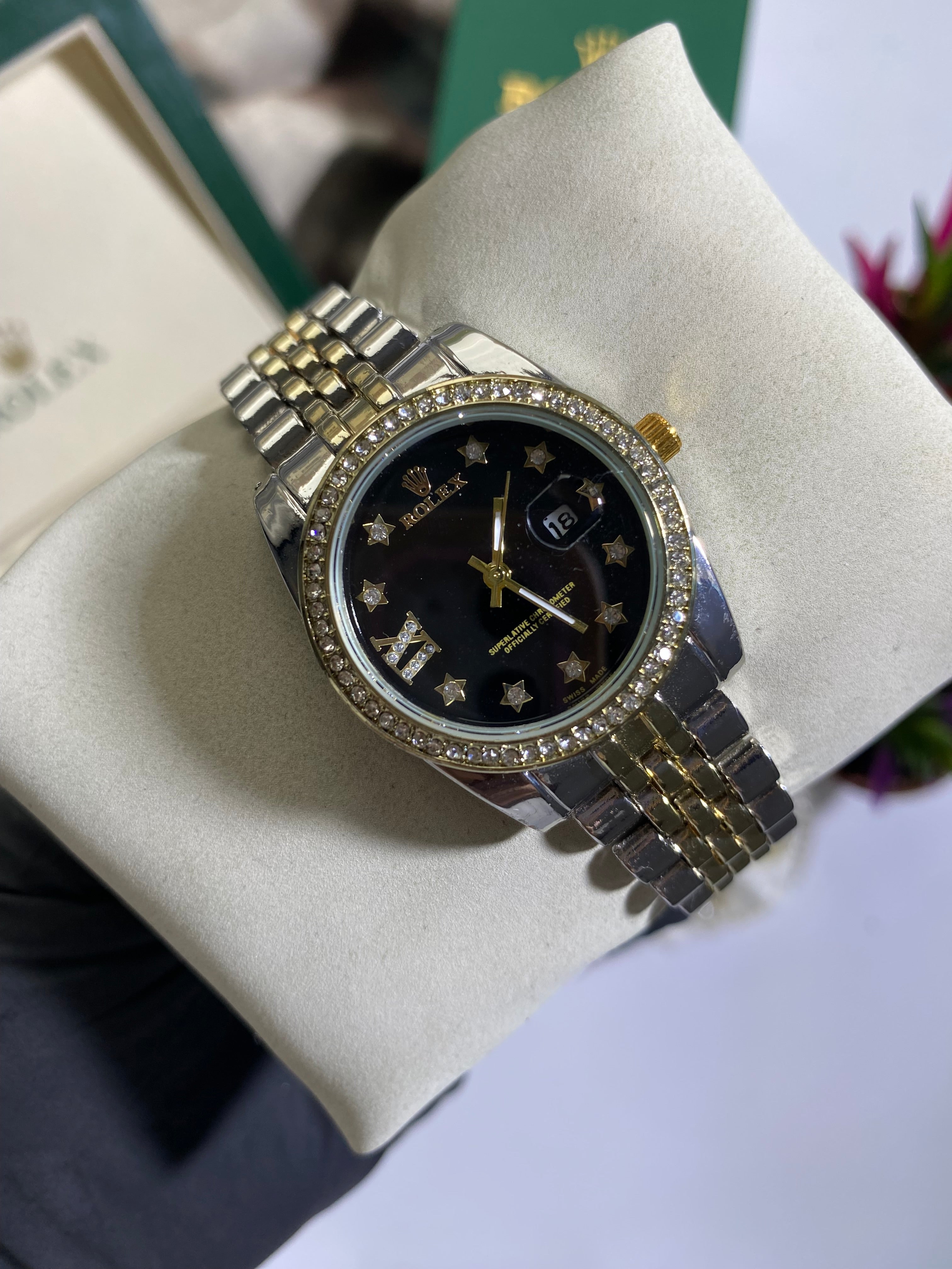 Silver - Gold Taşlı Siyah Sky Model