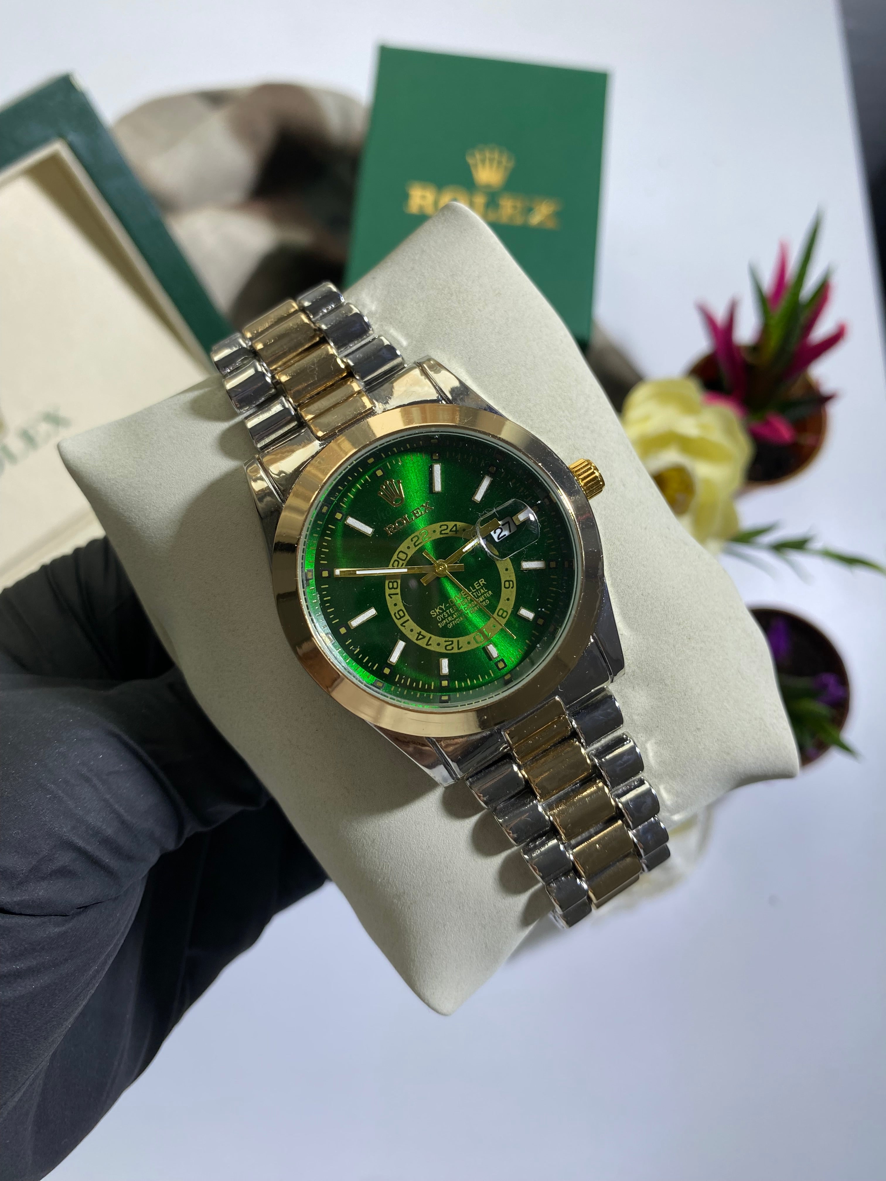 Silver - Gold Yeşil Kadran Datejust Saat